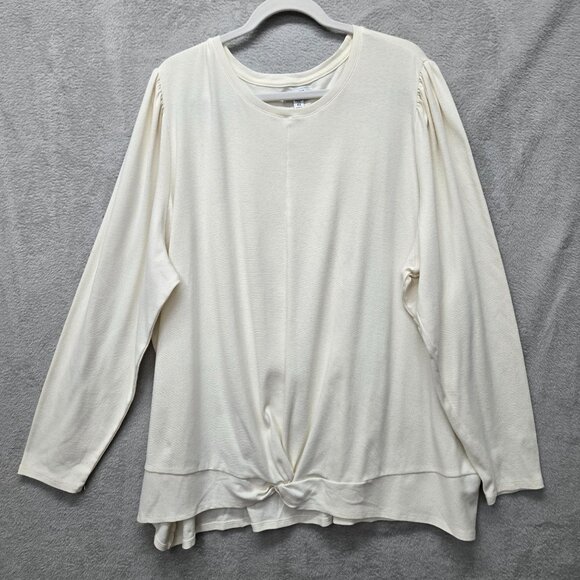 Nine West 4X Butter Yellow Sweater Tie Detail Long Sleeve Crew Neck - Picture 1 of 12